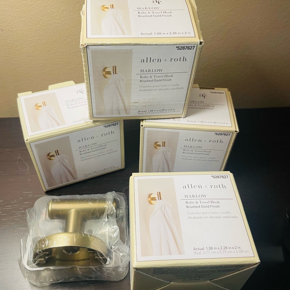 Harlow (Allen & Roth) Brushed Gold Robe & Towel Hook